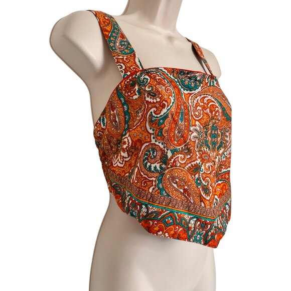 Band Of Free Cropped Tank Size XS Adjustable Straps Tie Back NWT $68 Orange - Picture 5 of 6